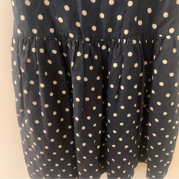Anthropologie Lilis Closet 100% Linen Blend Polka Dot Fit n Flare Dress - Picture 3 of 11